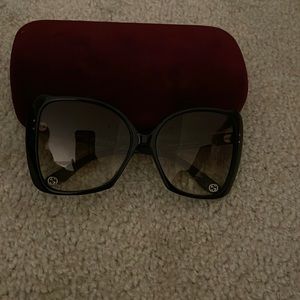 Gucci black oversized frame gradient butterfly sunglasses